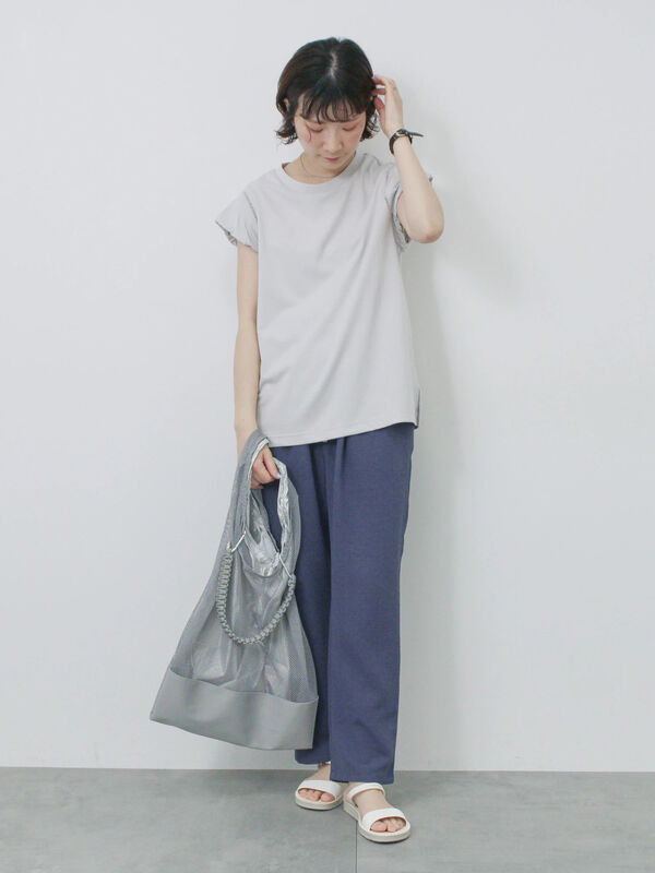 セール】 ハシゴレース付きフレンチTシャツ（オフホワイト