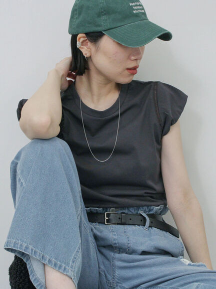 ハシゴレース付きフレンチTシャツ（オフホワイト/チャコールグレー/Ｓグレー）｜Samansa Mos2 blue（サマンサモスモス ブルー）通販