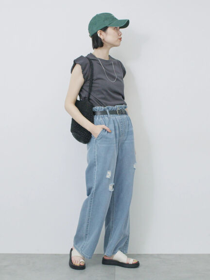 ハシゴレース付きフレンチTシャツ（オフホワイト/チャコールグレー/Ｓグレー）｜Samansa Mos2 blue（サマンサモスモス ブルー）通販