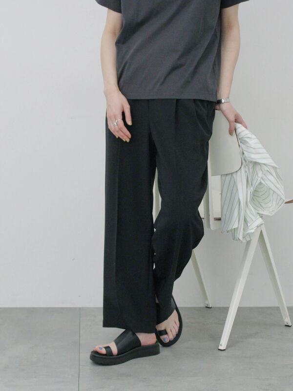 【接触冷感】タックパンツ（ブラック）｜Samansa Mos2 blue（サマンサモスモス ブルー）通販