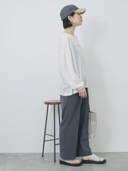 【接触冷感】タックパンツ（チャコールグレー/ブラック/ライトベージュ/ブルー）｜Samansa Mos2 blue（サマンサモスモス ブルー）通販