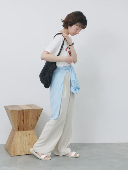 【接触冷感】タックパンツ（チャコールグレー/ブラック/ライトベージュ/ブルー）｜Samansa Mos2 blue（サマンサモスモス ブルー）通販