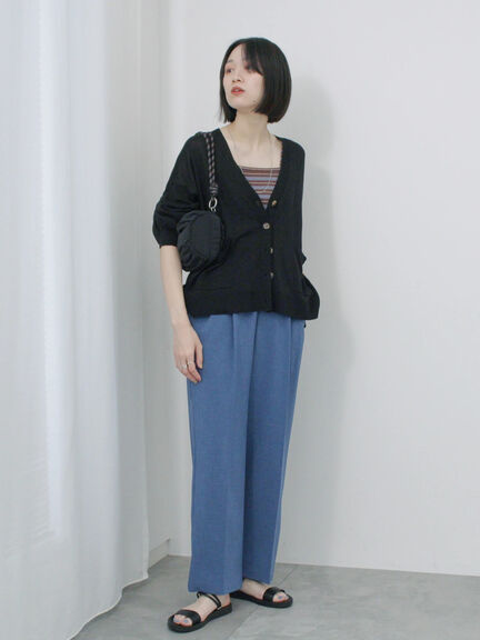【接触冷感】タックパンツ（チャコールグレー/ブラック/ライトベージュ/ブルー）｜Samansa Mos2 blue（サマンサモスモス ブルー）通販