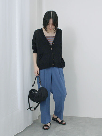 【接触冷感】タックパンツ（チャコールグレー/ブラック/ライトベージュ/ブルー）｜Samansa Mos2 blue（サマンサモスモス ブルー）通販