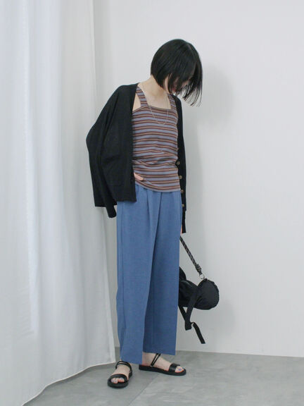 【接触冷感】タックパンツ（チャコールグレー/ブラック/ライトベージュ/ブルー）｜Samansa Mos2 blue（サマンサモスモス ブルー）通販