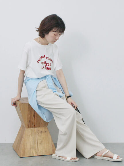 【接触冷感】タックパンツ（チャコールグレー/ブラック/ライトベージュ/ブルー）｜Samansa Mos2 blue（サマンサモスモス ブルー）通販