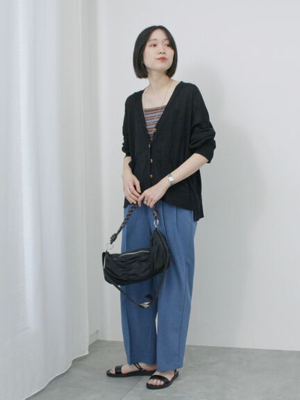 【接触冷感】タックパンツ（チャコールグレー/ブラック/ライトベージュ/ブルー）｜Samansa Mos2 blue（サマンサモスモス ブルー）通販