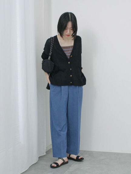 【接触冷感】タックパンツ（チャコールグレー/ブラック/ライトベージュ/ブルー）｜Samansa Mos2 blue（サマンサモスモス ブルー）通販
