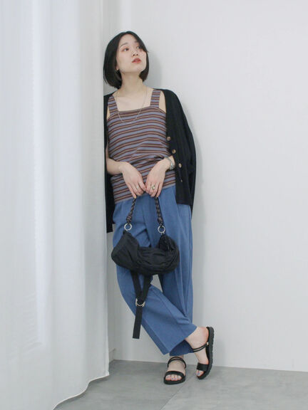 【接触冷感】タックパンツ（チャコールグレー/ブラック/ライトベージュ/ブルー）｜Samansa Mos2 blue（サマンサモスモス ブルー）通販