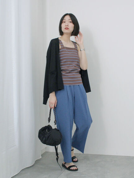 【接触冷感】タックパンツ（チャコールグレー/ブラック/ライトベージュ/ブルー）｜Samansa Mos2 blue（サマンサモスモス ブルー）通販