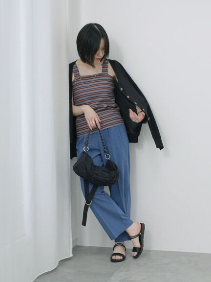 【接触冷感】タックパンツ（チャコールグレー/ブラック/ライトベージュ/ブルー）｜Samansa Mos2 blue（サマンサモスモス ブルー）通販