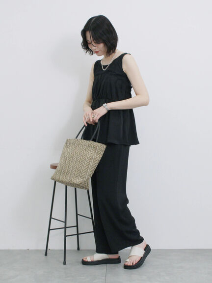 【接触冷感】イージーパンツ（チャコールグレー/ブラック/ベージュ/カーキ）｜Samansa Mos2 blue（サマンサモスモス ブルー）通販