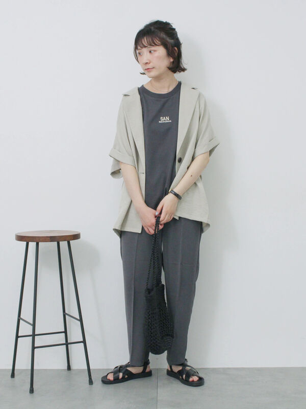 セール】 リネンタッチシャツジャケット（チャコールグレー