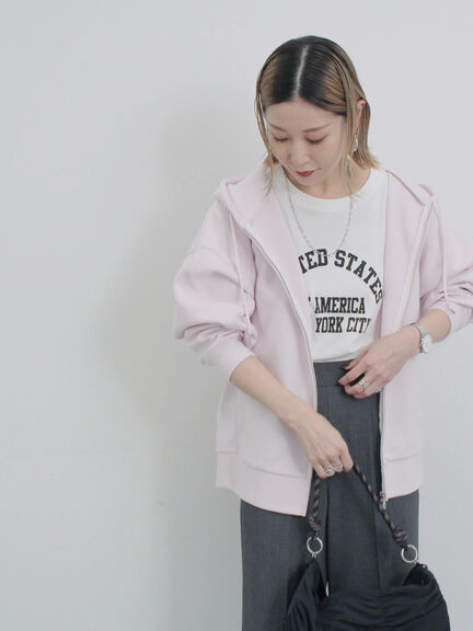 ダンボールジップパーカー（チャコールグレー/ピンク/ＴＯＰグレー）｜Samansa Mos2 blue（サマンサモスモス ブルー）通販