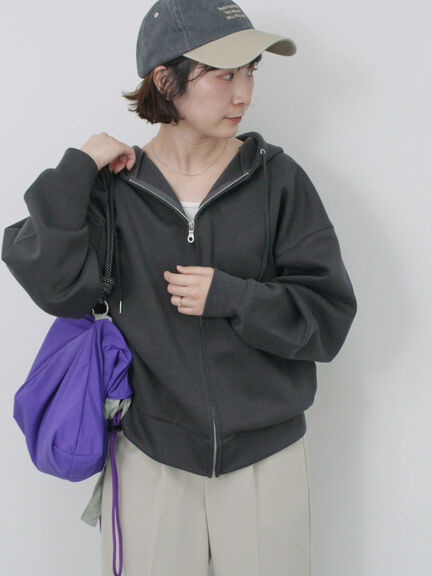 ダンボールジップパーカー（チャコールグレー/ピンク/ＴＯＰグレー）｜Samansa Mos2 blue（サマンサモスモス ブルー）通販