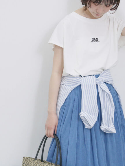 フレンチスリーブTシャツ（オフホワイト/チャコールグレー/サックスブルー/ラベンダー/Ｓグレー）｜Samansa Mos2 blue（サマンサモスモス ブルー）通販