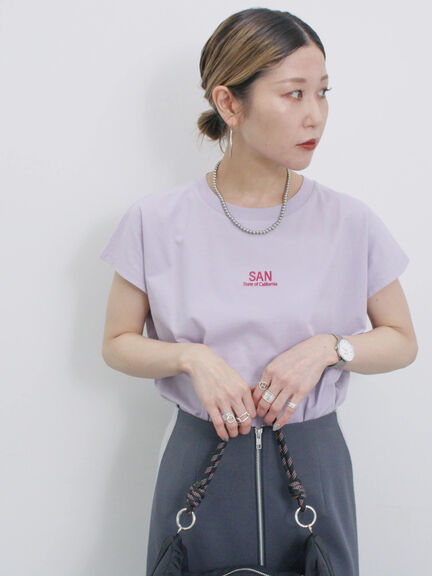 フレンチスリーブTシャツ（オフホワイト/チャコールグレー/サックスブルー/ラベンダー/Ｓグレー）｜Samansa Mos2 blue（サマンサモスモス ブルー）通販