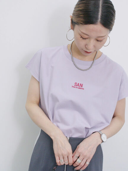 フレンチスリーブTシャツ（オフホワイト/チャコールグレー/サックスブルー/ラベンダー/Ｓグレー）｜Samansa Mos2 blue（サマンサモスモス ブルー）通販