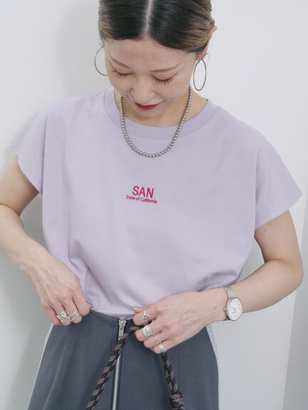 フレンチスリーブTシャツ（オフホワイト/チャコールグレー/サックスブルー/ラベンダー/Ｓグレー）｜Samansa Mos2 blue（サマンサモスモス ブルー）通販