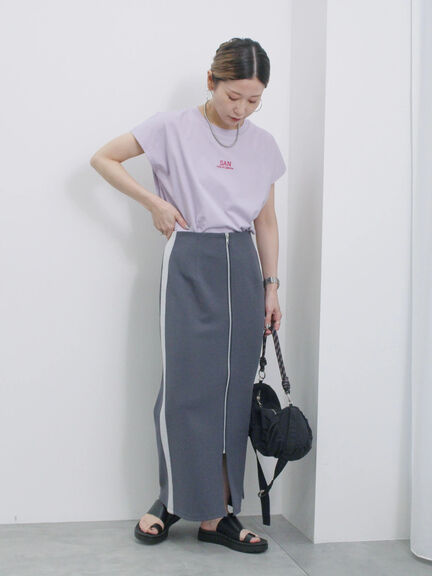 フレンチスリーブTシャツ（オフホワイト/チャコールグレー/サックスブルー/ラベンダー/Ｓグレー）｜Samansa Mos2 blue（サマンサモスモス ブルー）通販