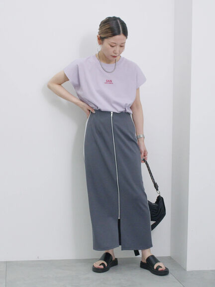 フレンチスリーブTシャツ（オフホワイト/チャコールグレー/サックスブルー/ラベンダー/Ｓグレー）｜Samansa Mos2 blue（サマンサモスモス ブルー）通販