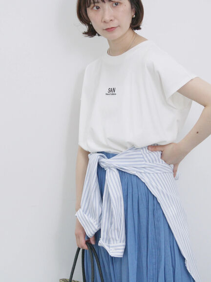 フレンチスリーブTシャツ（オフホワイト/チャコールグレー/サックスブルー/ラベンダー/Ｓグレー）｜Samansa Mos2 blue（サマンサモスモス ブルー）通販
