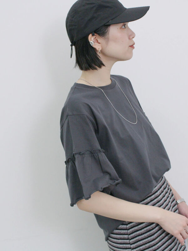 tシャツ フリルスリーブトップス レディース フリルスリーブTシャツ