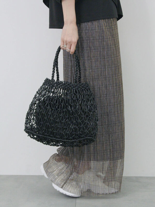 セール】 合皮マクラメバッグ（ホワイト/ブラック/グリーン/バッグ