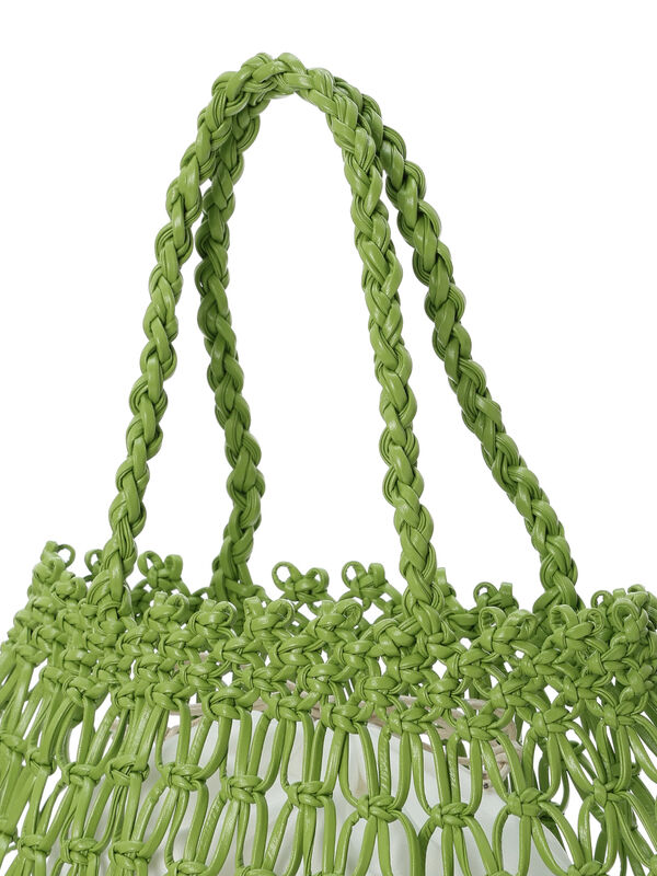 セール】 合皮マクラメバッグ（ホワイト/ブラック/グリーン/バッグ