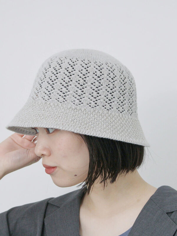 透かし柄ニットバケットハット（グレー）｜Samansa Mos2 blue（サマンサモスモス ブルー）通販