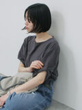 ツイストスリーブアソートTシャツ（チャコールグレー）｜Samansa Mos2 blue（サマンサモスモス ブルー）通販