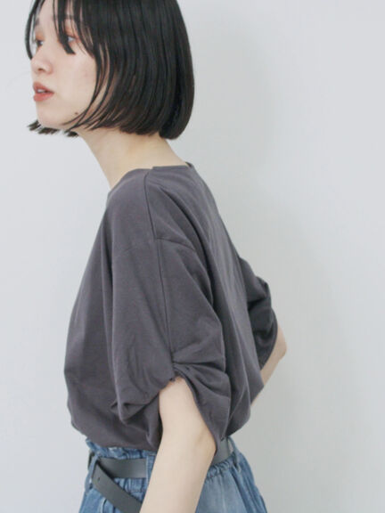 ツイストスリーブアソートTシャツ（オフホワイト/チャコールグレー/ブラック/ブルー/プラム）｜Samansa Mos2 blue（サマンサモスモス ブルー）通販