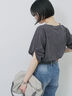 ツイストスリーブアソートTシャツ（オフホワイト/チャコールグレー/ブラック/ブルー/プラム）｜Samansa Mos2 blue（サマンサモスモス ブルー）通販