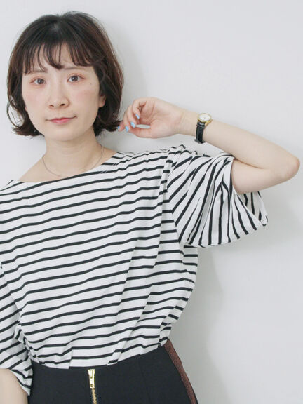 ツイストスリーブアソートTシャツ（オフホワイト/チャコールグレー/ブラック/ブルー/プラム）｜Samansa Mos2 blue（サマンサモスモス ブルー）通販