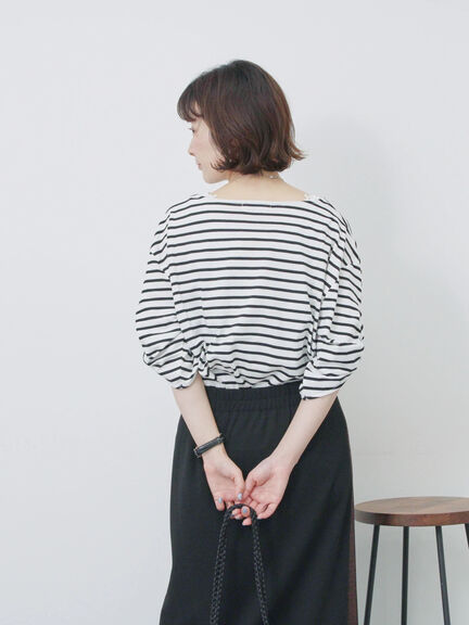 ツイストスリーブアソートTシャツ（オフホワイト/チャコールグレー/ブラック/ブルー/プラム）｜Samansa Mos2 blue（サマンサモスモス ブルー）通販