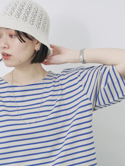 ツイストスリーブアソートTシャツ（オフホワイト/チャコールグレー/ブラック/ブルー/プラム）｜Samansa Mos2 blue（サマンサモスモス ブルー）通販