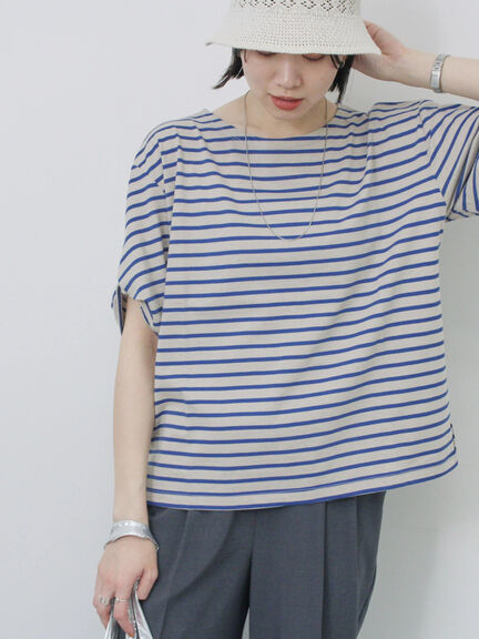 ツイストスリーブアソートTシャツ（オフホワイト/チャコールグレー/ブラック/ブルー/プラム）｜Samansa Mos2 blue（サマンサモスモス ブルー）通販