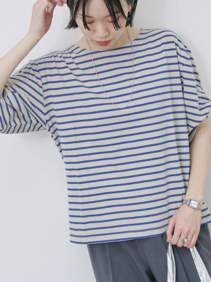 ツイストスリーブアソートTシャツ（オフホワイト/チャコールグレー/ブラック/ブルー/プラム）｜Samansa Mos2 blue（サマンサモスモス ブルー）通販
