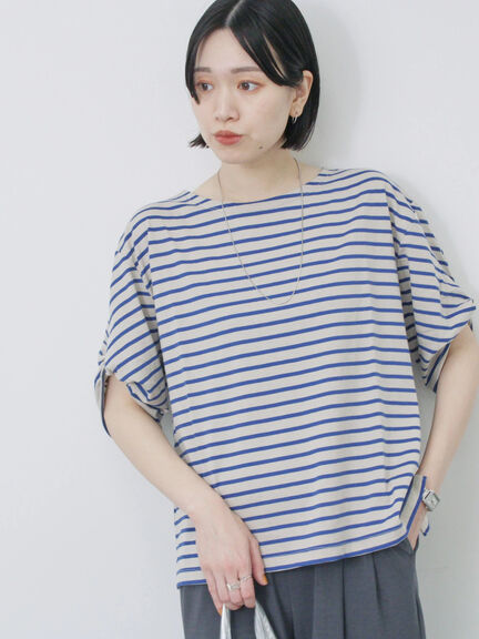 ツイストスリーブアソートTシャツ（オフホワイト/チャコールグレー/ブラック/ブルー/プラム）｜Samansa Mos2 blue（サマンサモスモス ブルー）通販