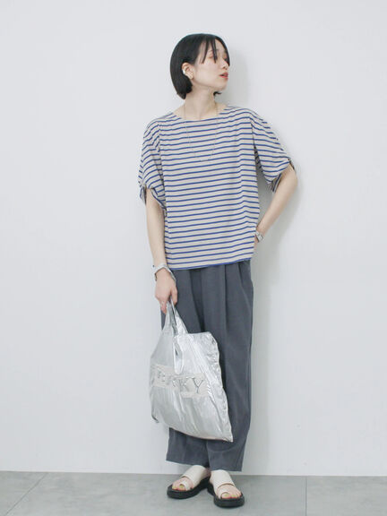 ツイストスリーブアソートTシャツ（オフホワイト/チャコールグレー/ブラック/ブルー/プラム）｜Samansa Mos2 blue（サマンサモスモス ブルー）通販