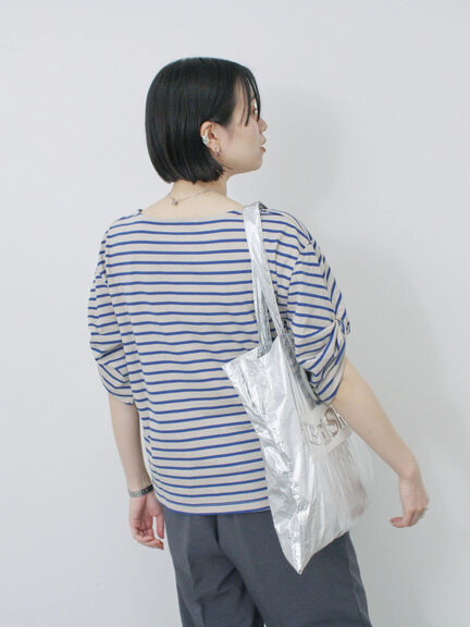 ツイストスリーブアソートTシャツ（オフホワイト/チャコールグレー/ブラック/ブルー/プラム）｜Samansa Mos2 blue（サマンサモスモス ブルー）通販