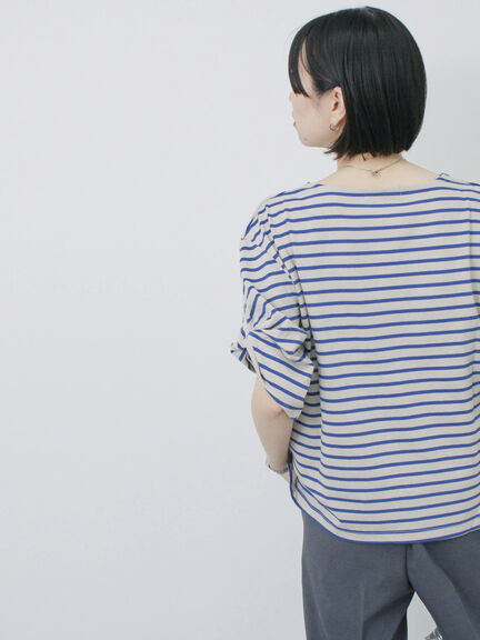 ツイストスリーブアソートTシャツ（オフホワイト/チャコールグレー/ブラック/ブルー/プラム）｜Samansa Mos2 blue（サマンサモスモス ブルー）通販