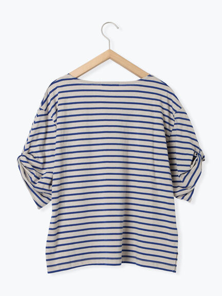 ツイストスリーブアソートTシャツ（オフホワイト/チャコールグレー/ブラック/ブルー/プラム）｜Samansa Mos2 blue（サマンサモスモス ブルー）通販