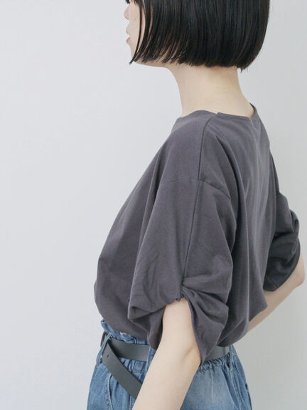 ツイストスリーブアソートTシャツ（オフホワイト/チャコールグレー/ブラック/ブルー/プラム）｜Samansa Mos2 blue（サマンサモスモス ブルー）通販