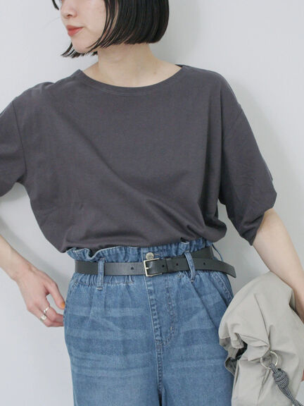 ツイストスリーブアソートTシャツ（オフホワイト/チャコールグレー/ブラック/ブルー/プラム）｜Samansa Mos2 blue（サマンサモスモス ブルー）通販