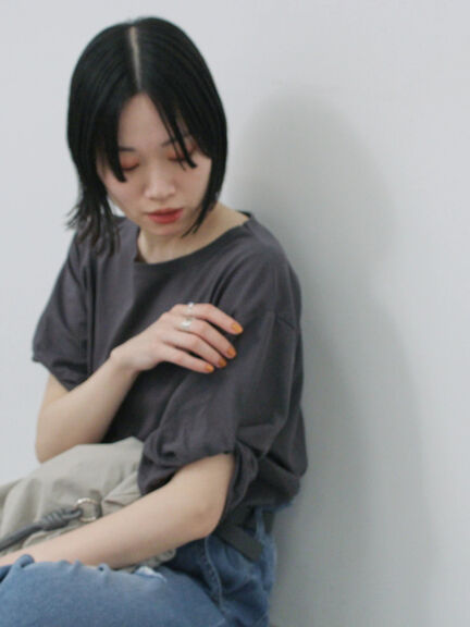 ツイストスリーブアソートTシャツ（オフホワイト/チャコールグレー/ブラック/ブルー/プラム）｜Samansa Mos2 blue（サマンサモスモス ブルー）通販