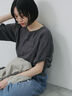 ツイストスリーブアソートTシャツ（オフホワイト/チャコールグレー/ブラック/ブルー/プラム）｜Samansa Mos2 blue（サマンサモスモス ブルー）通販