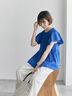 【Made in India】シャーリングブラウス（オフホワイト/ブラック/ブルー）｜Samansa Mos2 blue（サマンサモスモス ブルー）通販