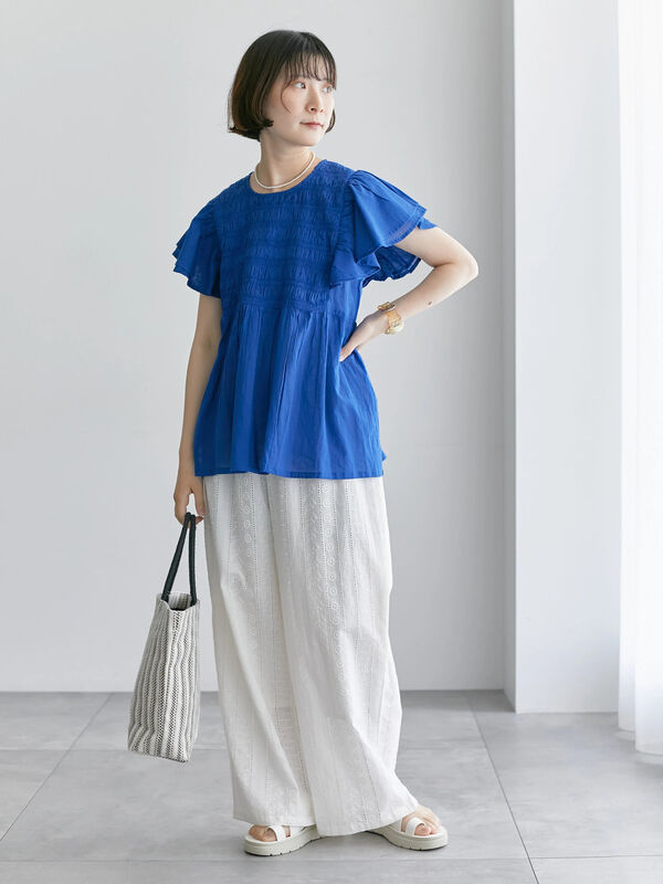 【size 4L】新品未使用　インド綿　シャーリングブラウス　大きいサイズ size 4L】新品未使用 インド綿 シャーリングブラウス 大きいサイズ