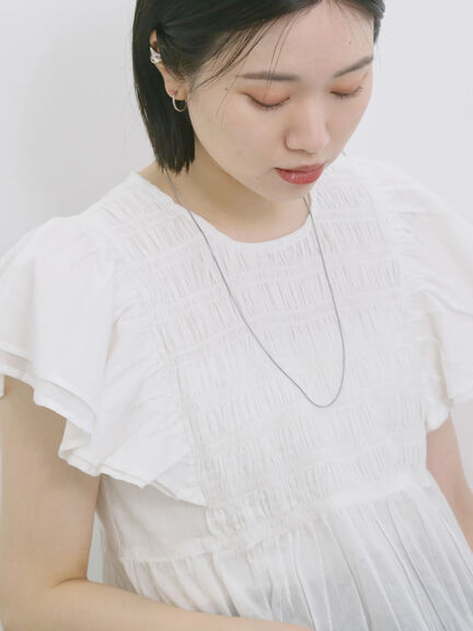 【Made in India】シャーリングブラウス（オフホワイト/ブラック/ブルー）｜Samansa Mos2 blue（サマンサモスモス ブルー）通販
